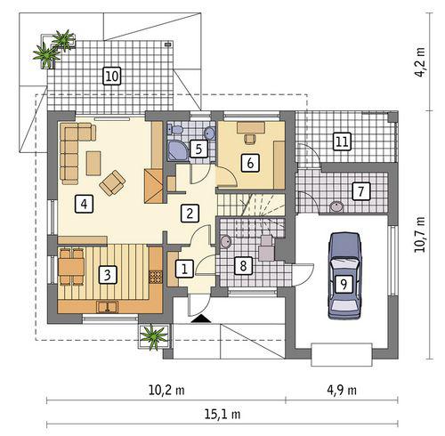Rzut parteru POW. 94,7 m²