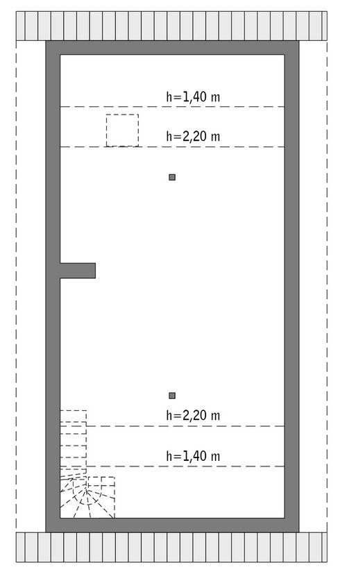 Rzut poddasza: do indywidualnej adaptacji (55,5 m2 powierzchni użytkowej)