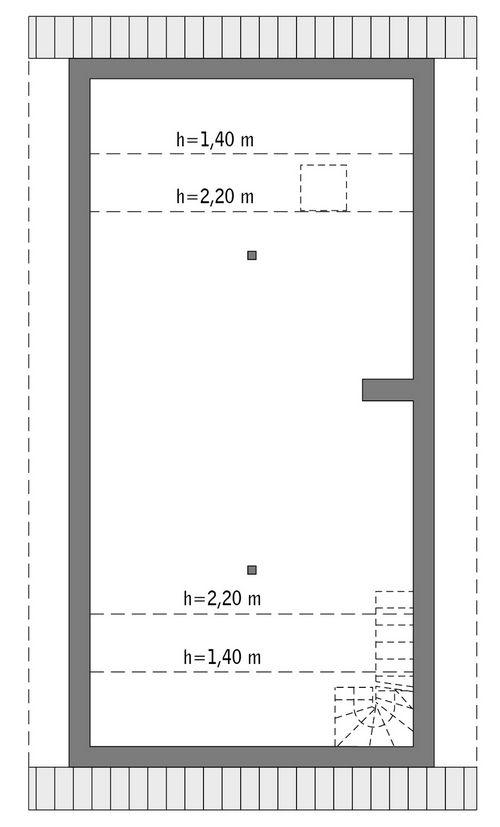 Rzut poddasza lustro: do indywidualnej adaptacji (55,5 m2 powierzchni użytkowej)