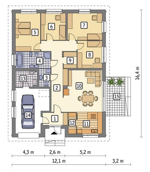 Rzut parteru POW. 157,7 m²