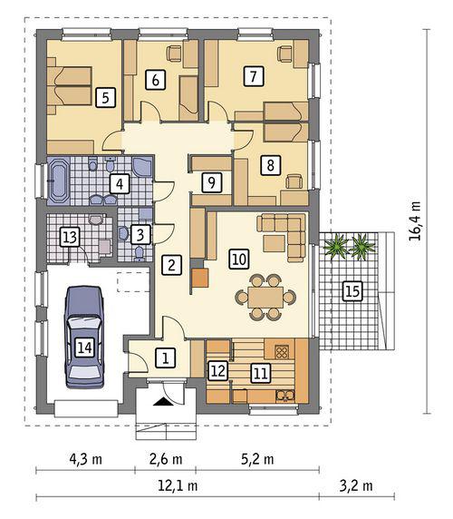 Rzut parteru POW. 157,7 m²