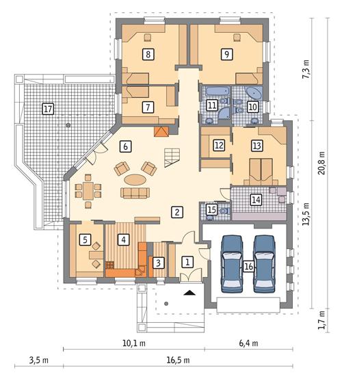 Rzut parteru POW. 217,9 m²