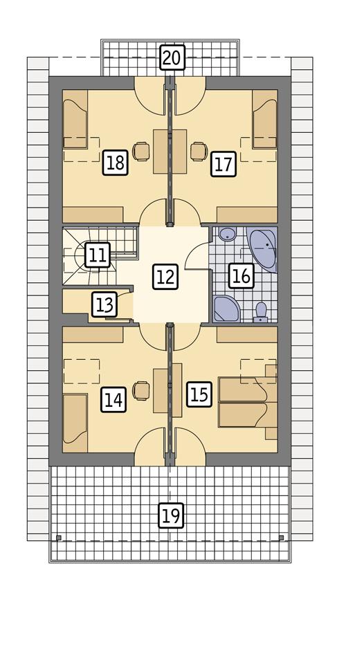 Rzut poddasza lustro POW. 107,8 m²