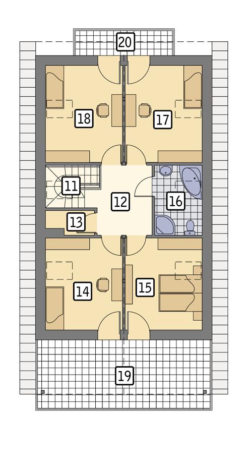 Rzut poddasza lustro POW. 107,8 m²