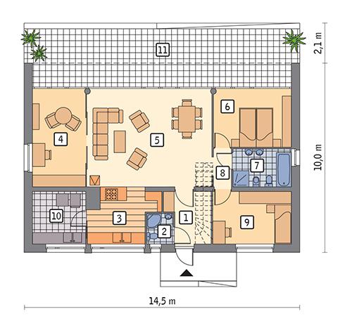 Rzut parteru POW. 99,6 m²