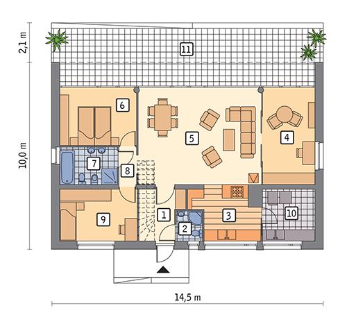 Rzut parteru lustro POW. 99,6 m²