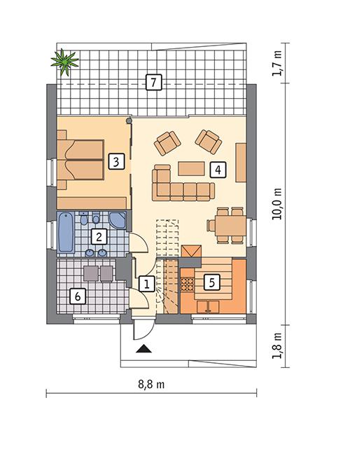 Rzut parteru POW. 58,2 m²
