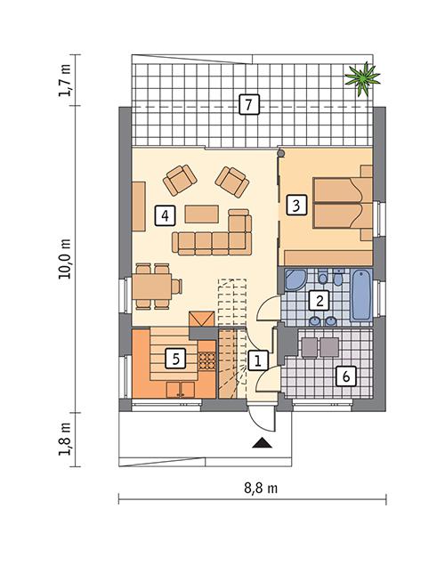 Rzut parteru lustro POW. 58,2 m²