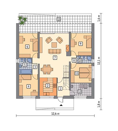Rzut parteru POW. 106,0 m²
