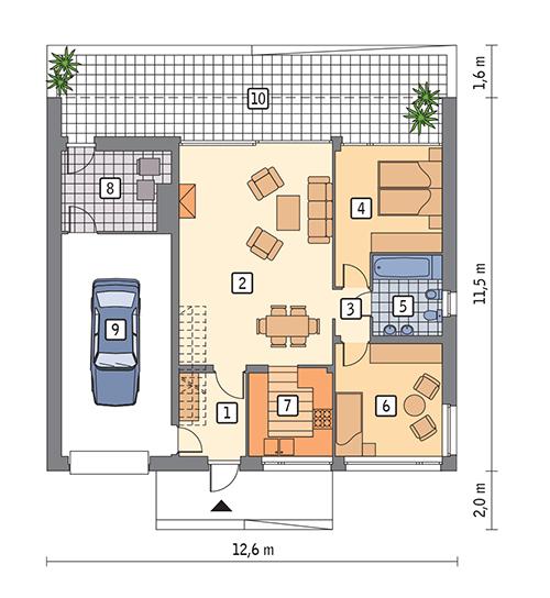 Rzut parteru POW. 103,0 m²