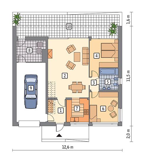 Rzut parteru POW. 103,0 m²