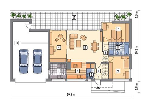 Rzut parteru POW. 145,2 m²