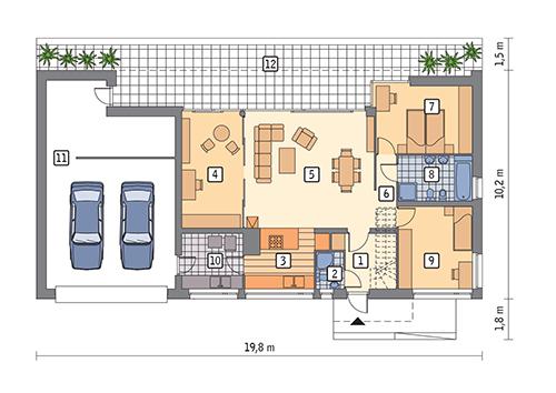 Rzut parteru POW. 145,2 m²
