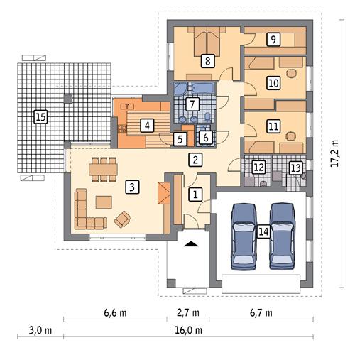 Rzut parteru POW. 161,1 m²