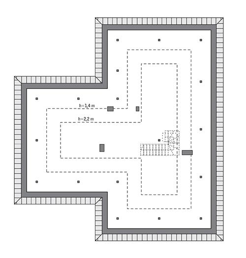 Rzut poddasza: do indywidualnej adaptacji (75,4 m2 powierzchni użytkowej)