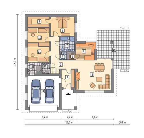 Rzut parteru lustro POW. 161,0 m²