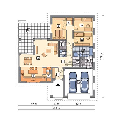 Rzut parteru POW. 158,3 m²