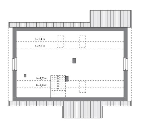 Rzut poddasza: do indywidualnej adaptacji (65,8 m2 powierzchni użytkowej)
