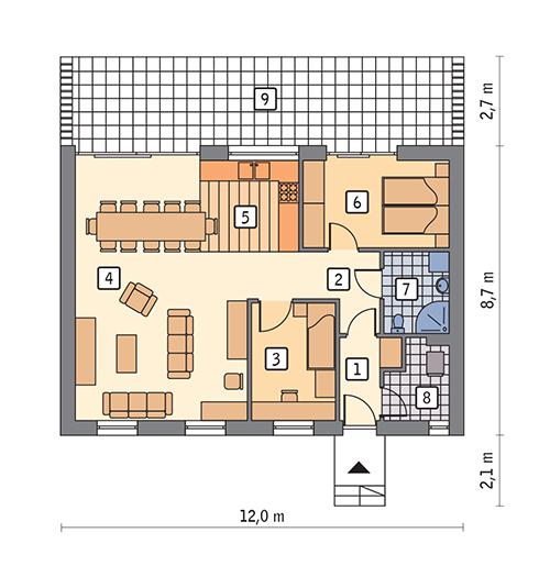 Rzut parteru POW. 81,7 m²