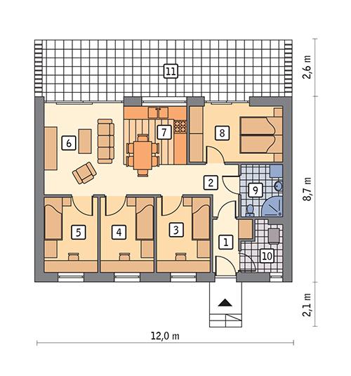 Rzut parteru POW. 80,5 m²