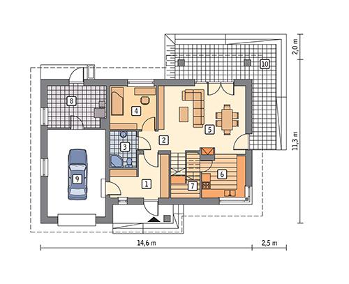 Rzut parteru POW. 100,2 m²