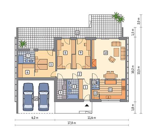 Rzut parteru POW. 115,1 m²