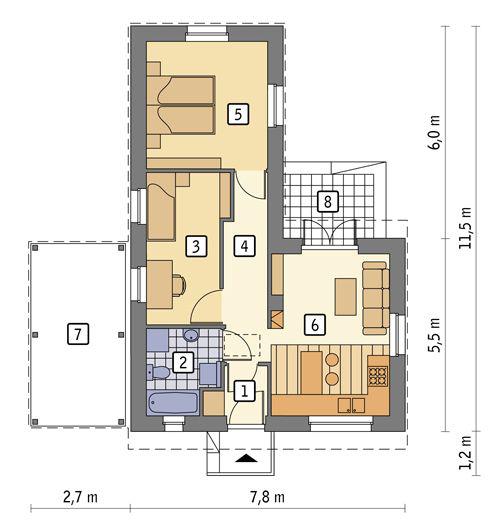 Rzut parteru POW. 48,9 m²