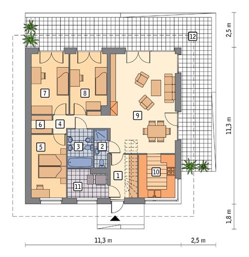 Rzut parteru POW. 99,8 m²