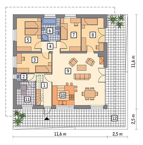 Rzut parteru POW. 106,9 m²