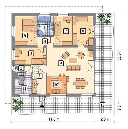 Rzut parteru POW. 106,9 m²