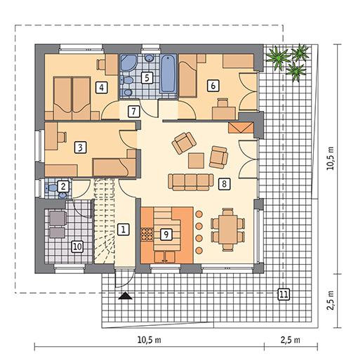 Rzut parteru POW. 86,0 m²