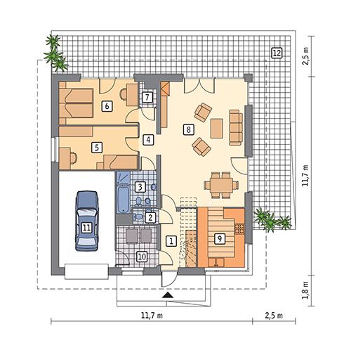 Rzut parteru POW. 109,0 m²