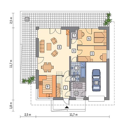 Rzut parteru lustro POW. 109,0 m²