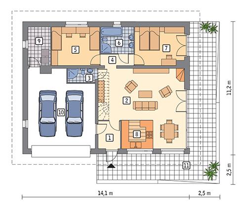 Rzut parteru POW. 126,5 m²