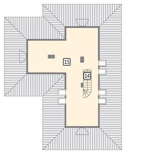 Rzut poddasza: II etap realizacji - do indywidualnej aranżacji (28,1 m2 powierzchni użytkowej)