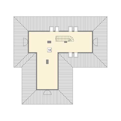 Rzut poddasza: II etap realizacji - do indywidualnej aranżacji (23,6 m2 powierzchni użytkowej)