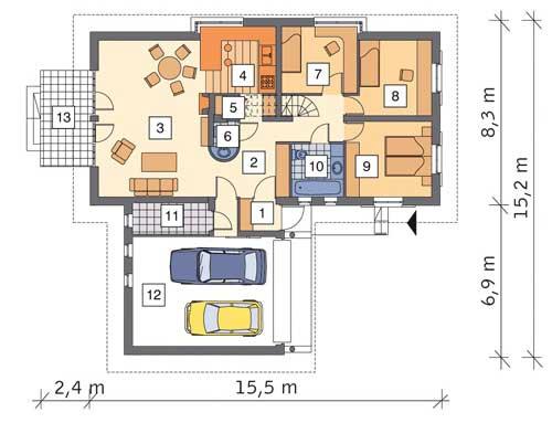 Rzut parteru POW. 146,0 m²