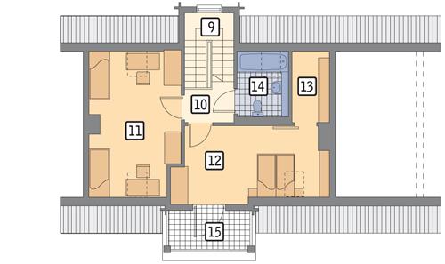 Rzut poddasza lustro POW. 55,4 m²
