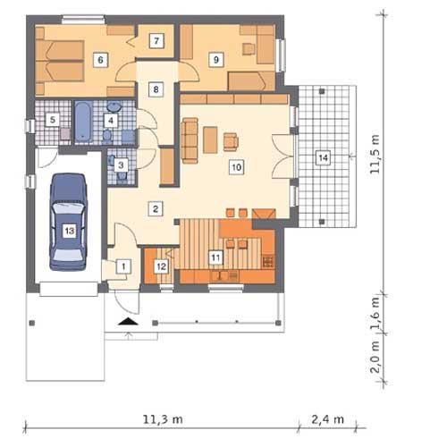Rzut parteru POW. 101,5 m²