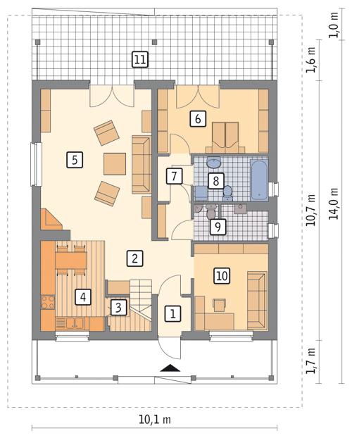 Rzut parteru POW. 85,6 m²