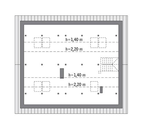 Rzut poddasza: do indywidualnej adaptacji (45,5 m2 powierzchni użytkowej)