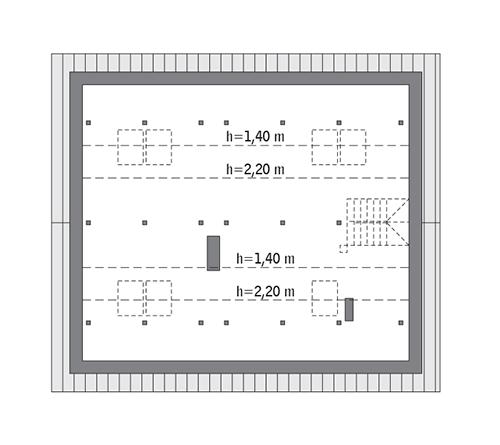 Rzut poddasza: do indywidualnej adaptacji (45,5 m2 powierzchni użytkowej)