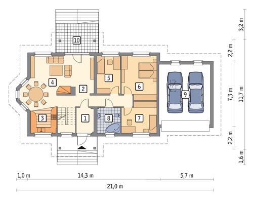 Rzut parteru POW. 157,6 m²