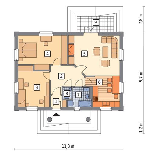 Rzut parteru POW. 78,9 m²