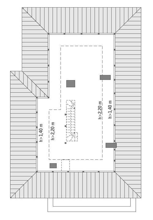 Rzut poddasza: do indywidualnej adaptacji (60,2 m2 powierzchni użytkowej)