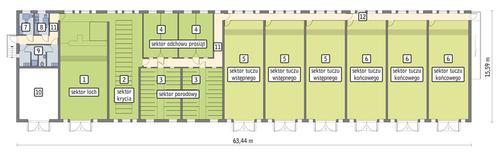 Rzut przyziemia POW. 888,4 m²