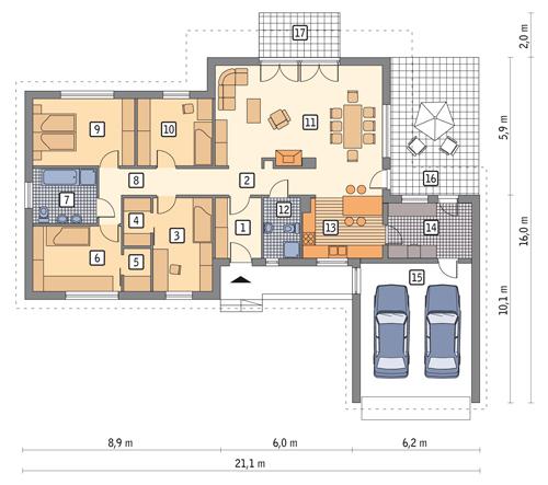 Rzut parteru POW. 177,3 m²