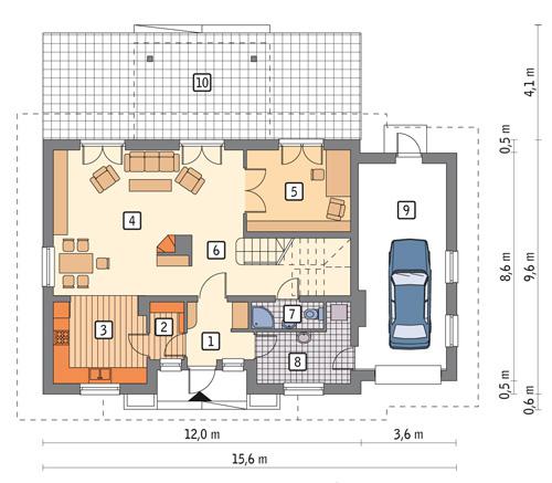 Rzut parteru POW. 111,2 m²