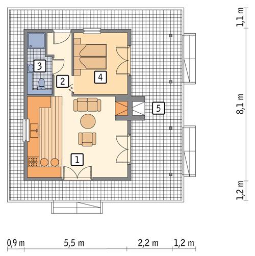 Rzut parteru POW. 37,2 m²