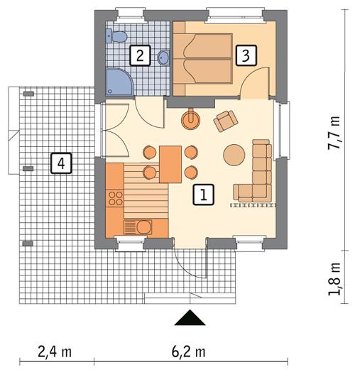 Rzut parteru POW. 36,3 m²